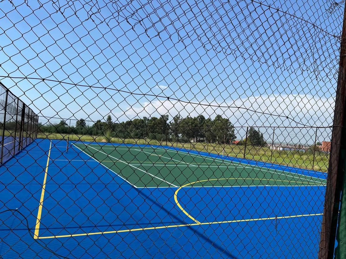 Perimeter fencing and court edge detail
