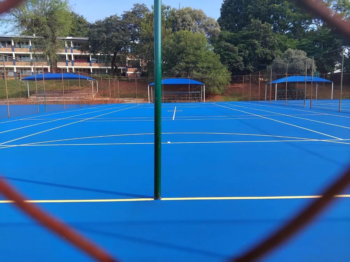 Netball court with posts installed