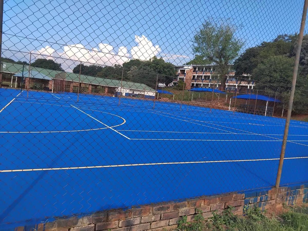 Netball court resurfaced in tournament blue